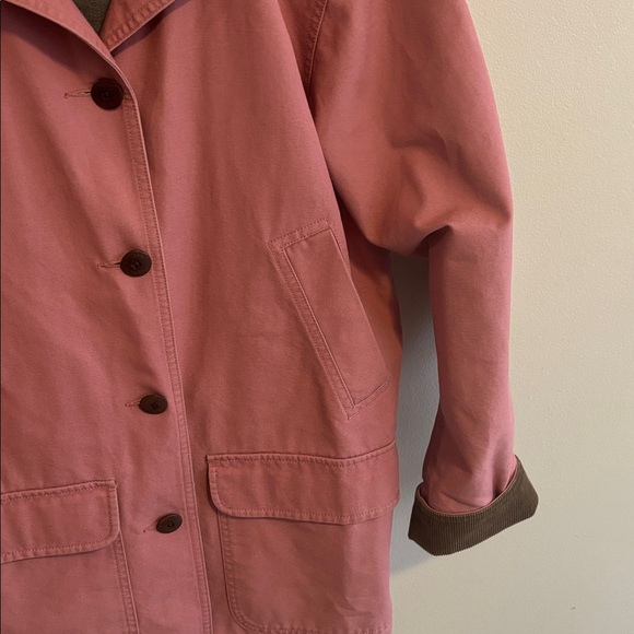 LL Bean Pink Barn Chore Jacket Coat Corduroy Collar Women's Size medium - Picture 4 of 8